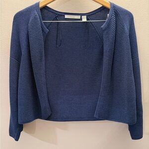 Women's Blue Open-Front Sweater Boss cardigan small